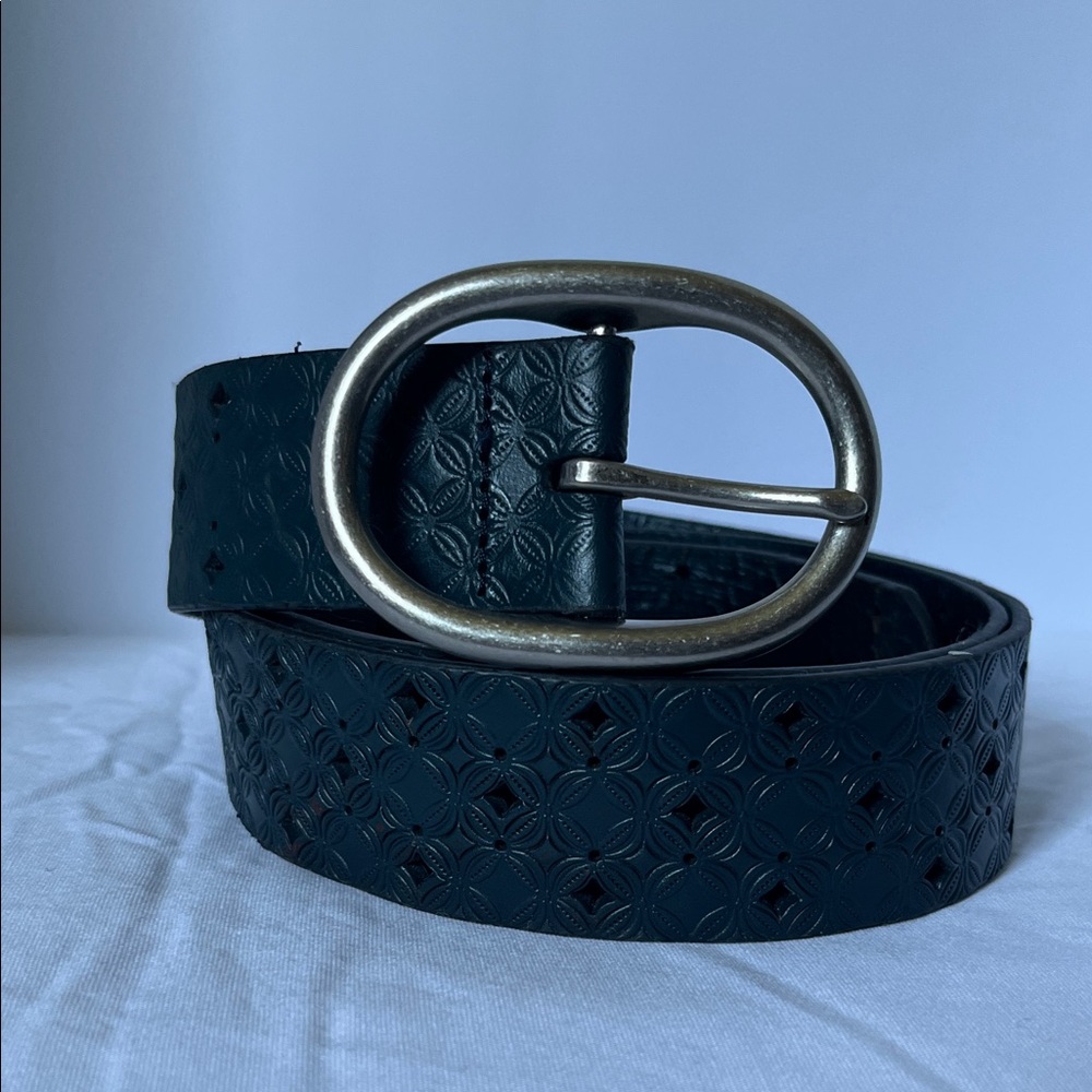 Fossil Teal Belt with Silver Buckle